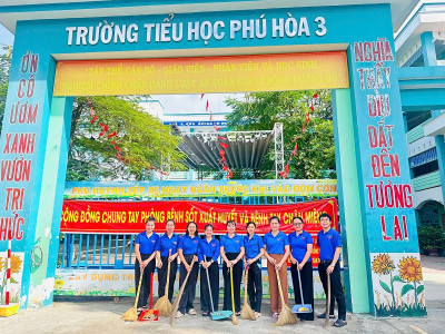 Chi Đoàn trường Tiểu Học Phú Hòa 3 tiếp tục hưởng ứng Ngày thứ Bảy văn minh tại trường học