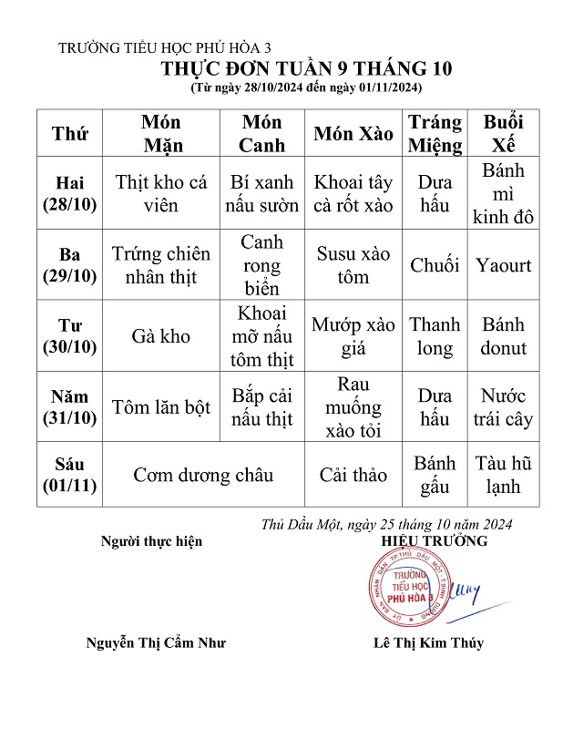 9 THUC DON TUAN 9 THÁNG 10